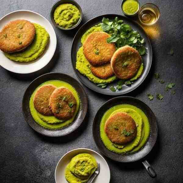 Куриные котлеты с кукурузой и гороховым пюре